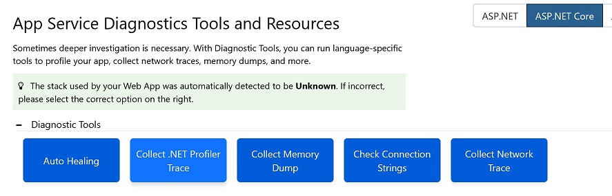 The Collect .NET Profiler Trace Button